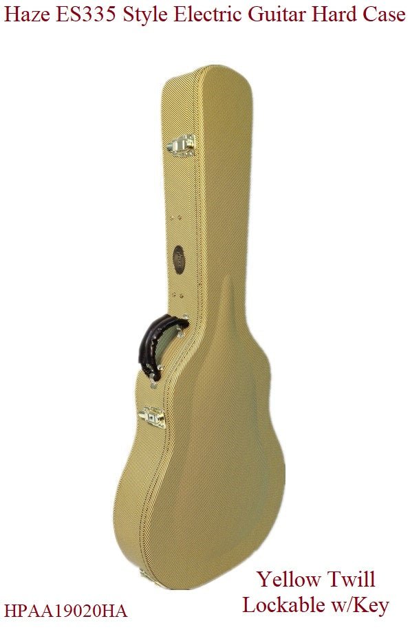 Haze 20HA Semi-Hollow Electric Guitar Hard Case - Lockable, Yellow Twill
