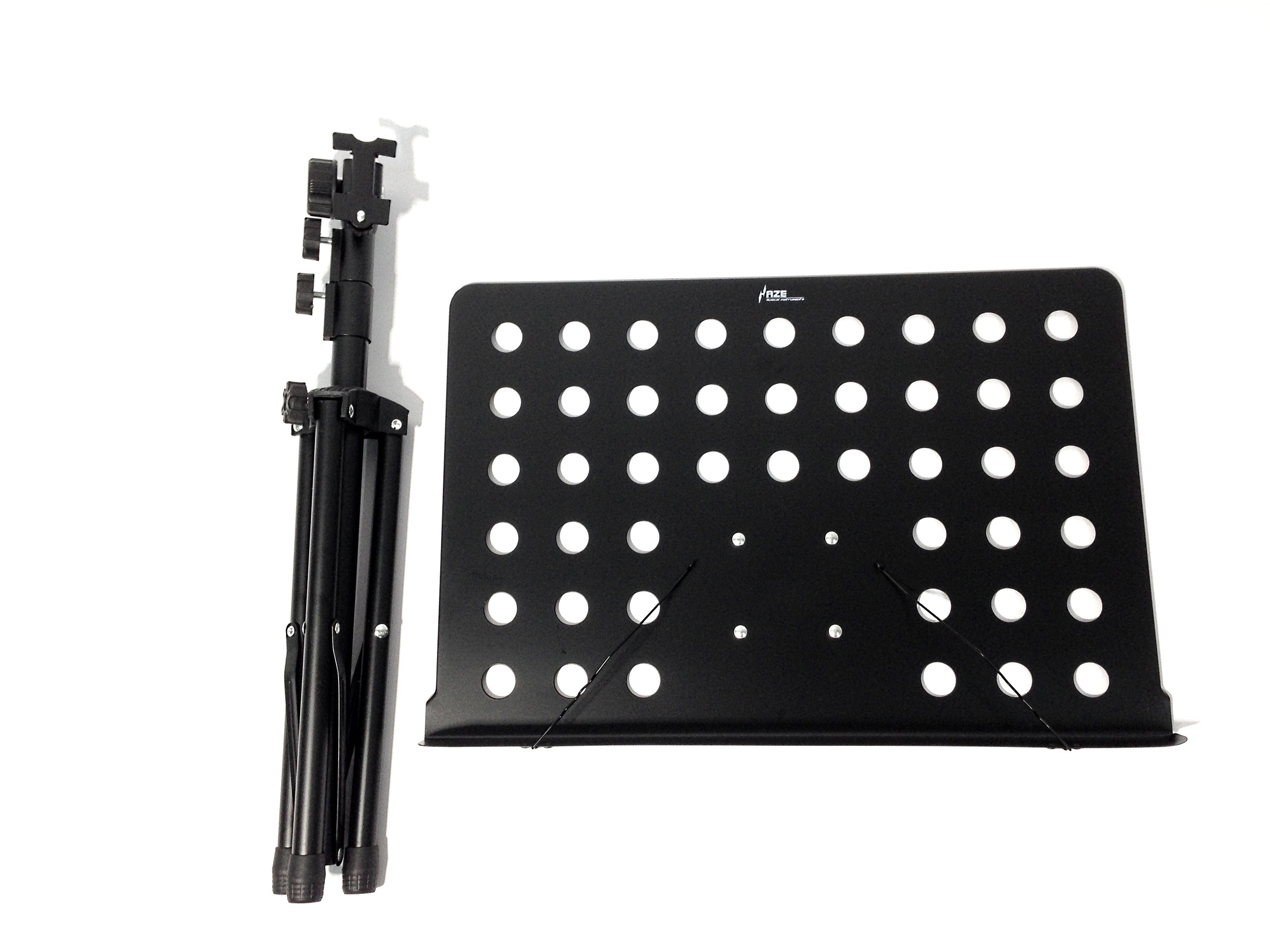 Haze MSD5 Heavy-Duty Professional Sheet Music Stand – Adjustable Height, Black (Optional Tuner)