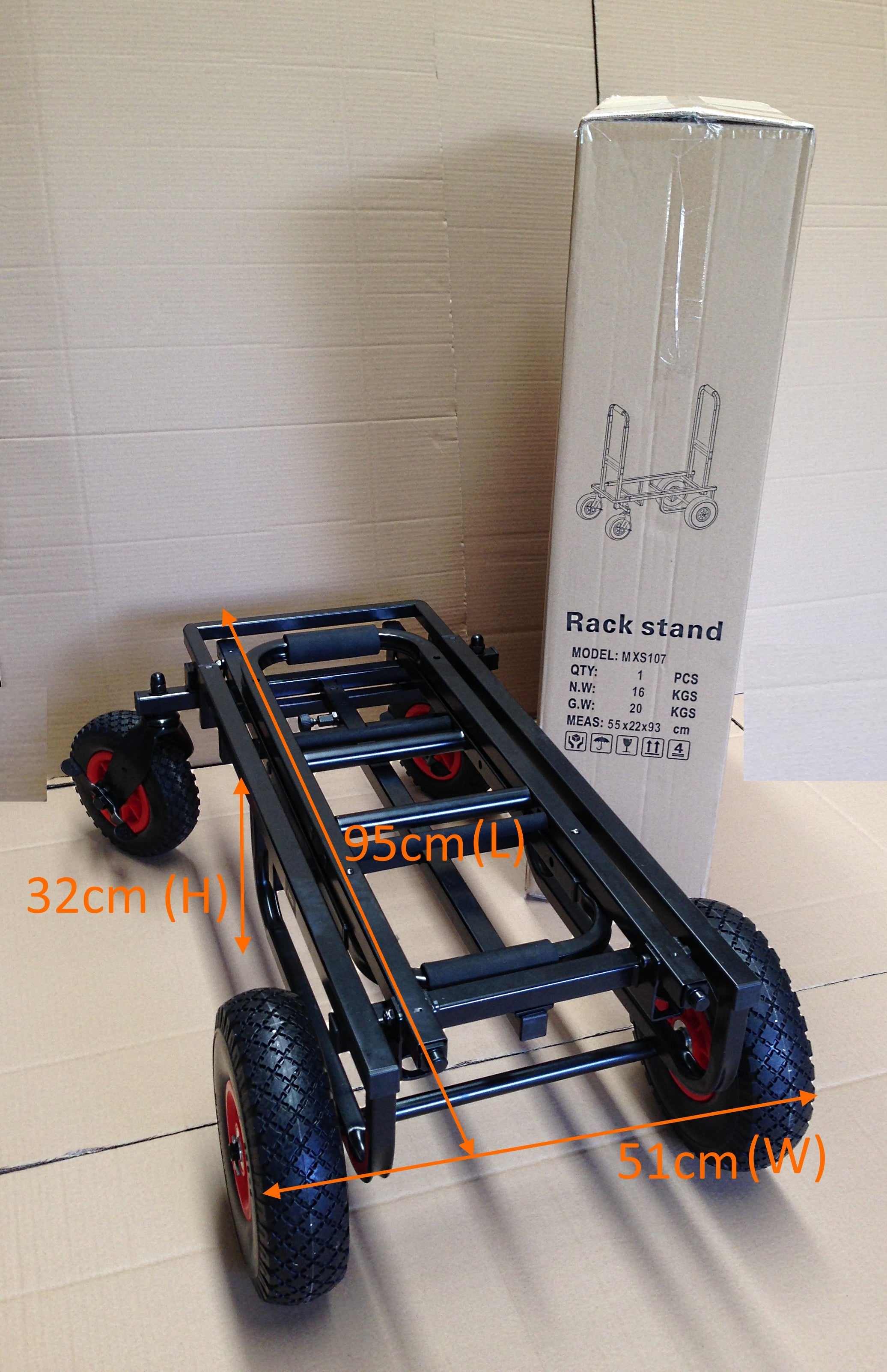 Haze All-Terrain Folding Multi-Utility Cart MXS017 with 72-120cm Extension & 250kg Load Capacity