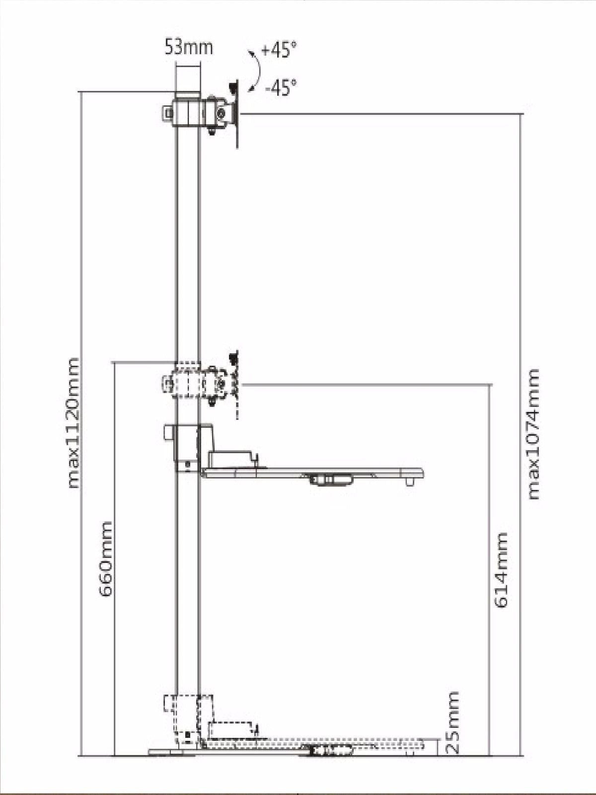 Height Adjustable Stand Desk with Single Display Mount or Clamp DWS03-T01WH