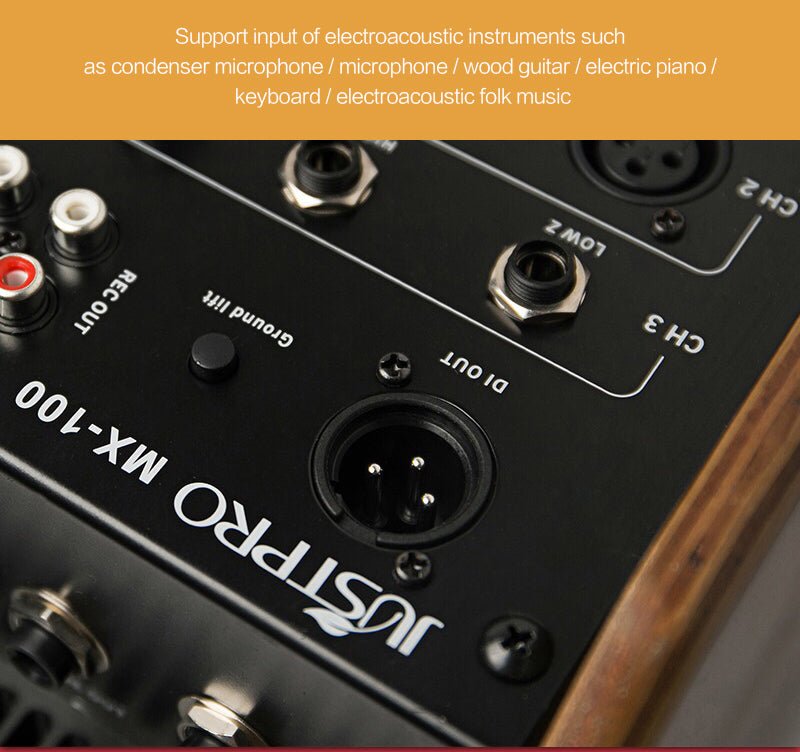 JUSTPRO MX100  100W Amplifier 4 Independent Channels Noise Elimination display model