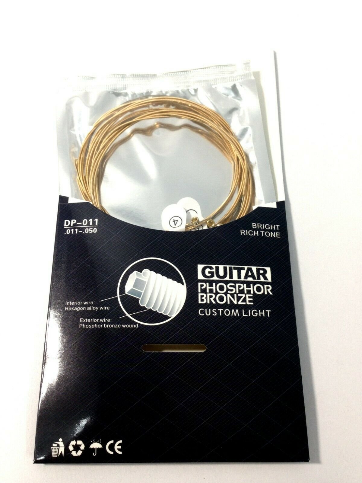 Haze DP011 Acoustic Guitar Strings - Custom Light + 3 Picks