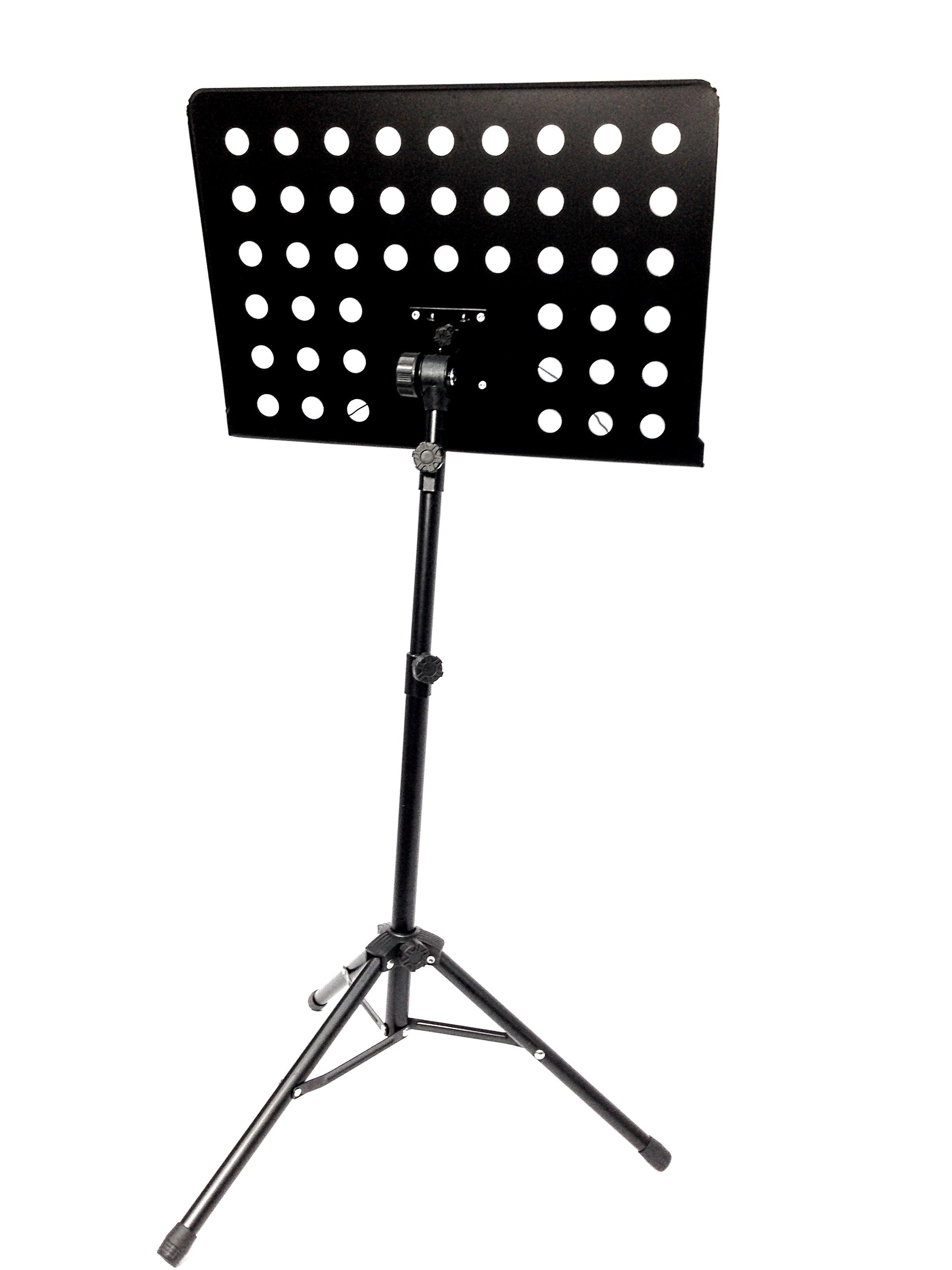 Haze MSD5 Heavy-Duty Professional Sheet Music Stand – Adjustable Height, Black (Optional Tuner)