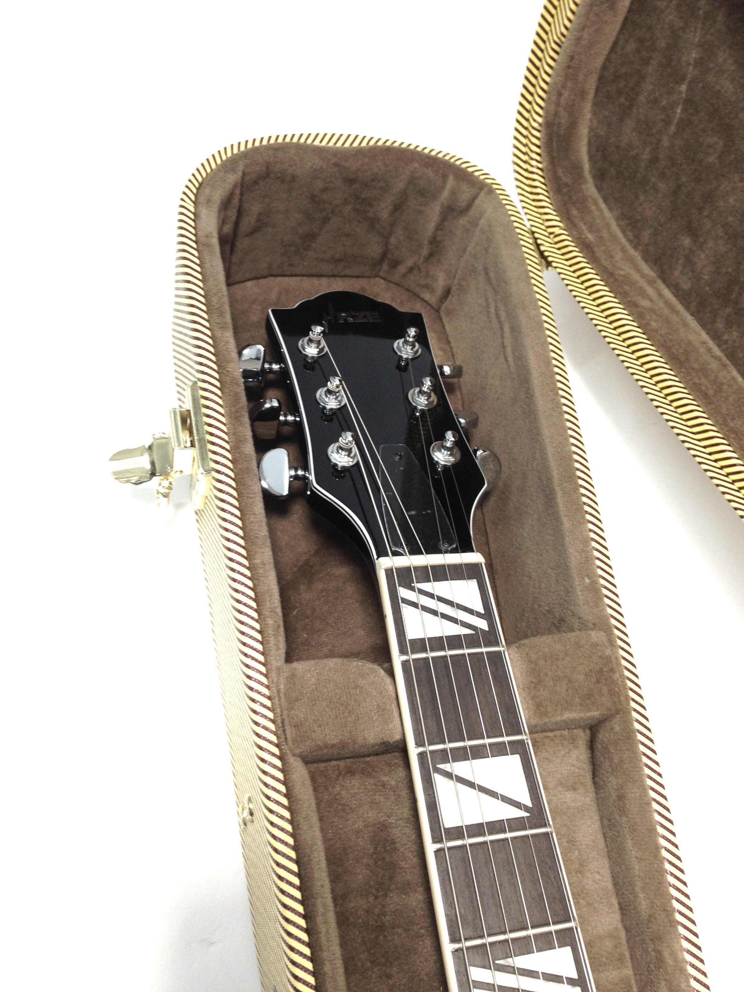 Haze 20HA Semi-Hollow Electric Guitar Hard Case - Lockable, Yellow Twill