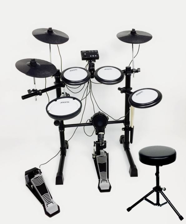 Aroma TDX16S All-Mesh 5+3 Electronic Drums w/ Dual Zone Snare, Cymbals, Stool