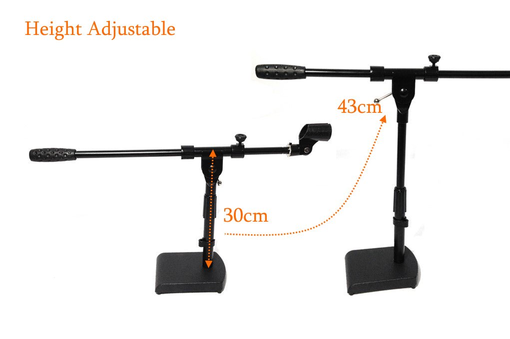 Haze MS106+MS043 Tabletop Black Microphone Stand With Short Telescopic Boom