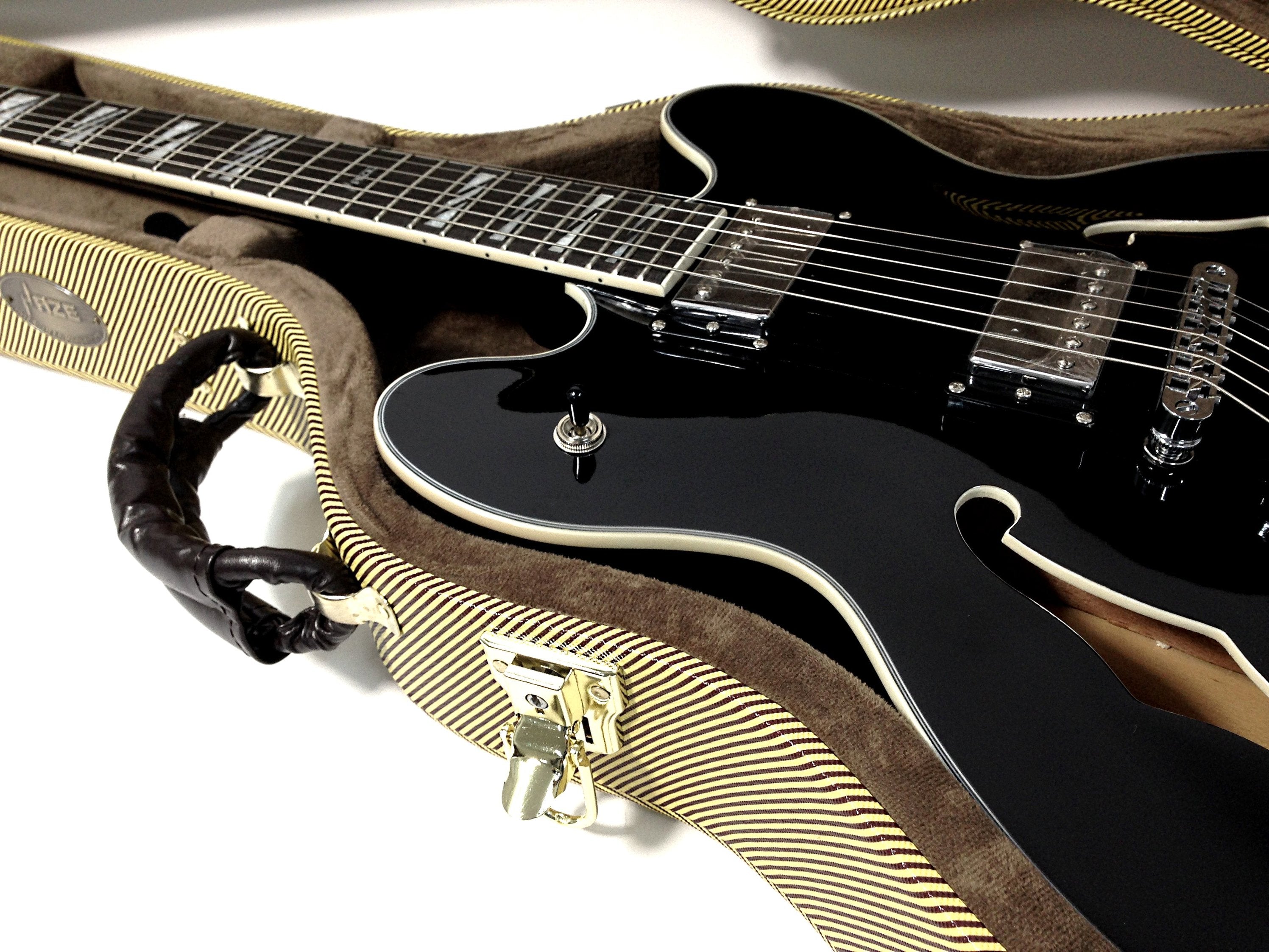 Haze 20HA Semi-Hollow Electric Guitar Hard Case - Lockable, Yellow Twill