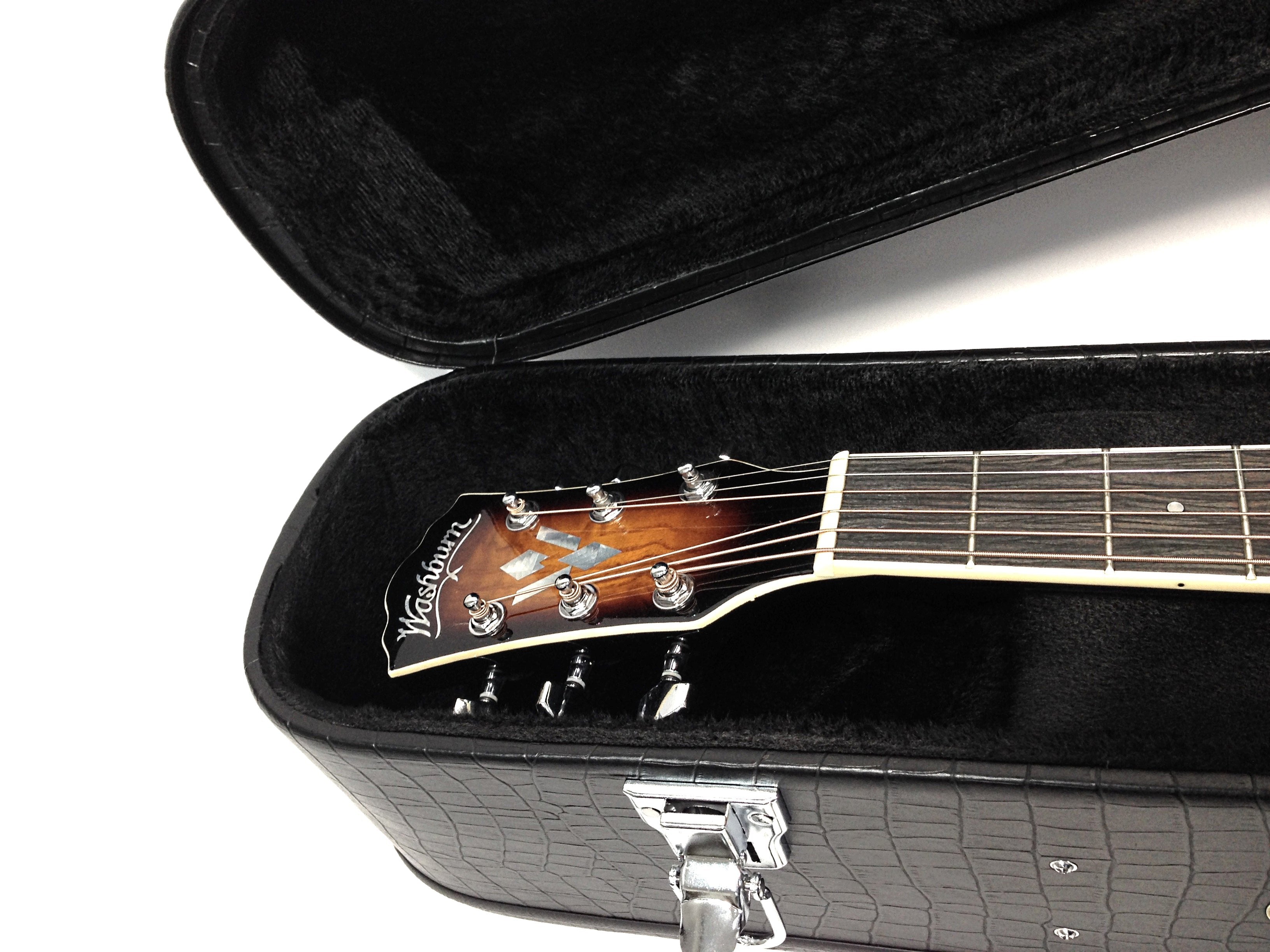 Haze 20DBK Dreadnought Acoustic Hard Case - Lockable, Black Croc Print
