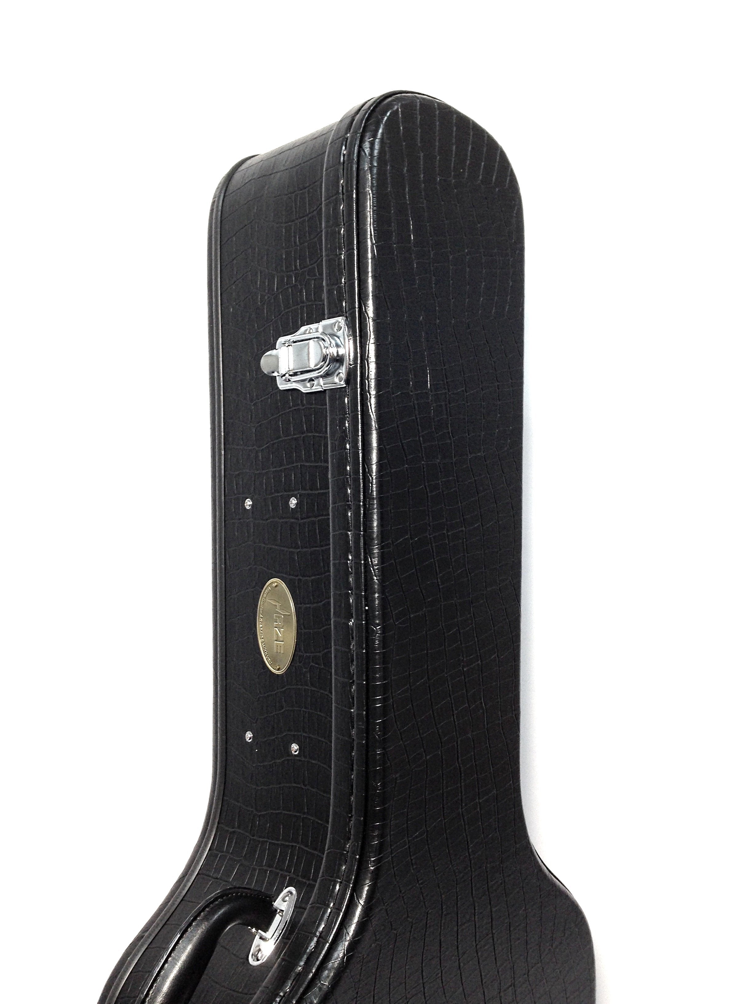 Haze 20DBK Dreadnought Acoustic Hard Case - Lockable, Black Croc Print