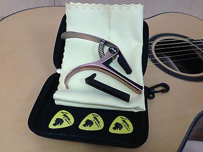 Haze DC06B Top Grade Zinc Alloy Acoustic/Classical Guitar Capo - Bronze + 3 Free Picks