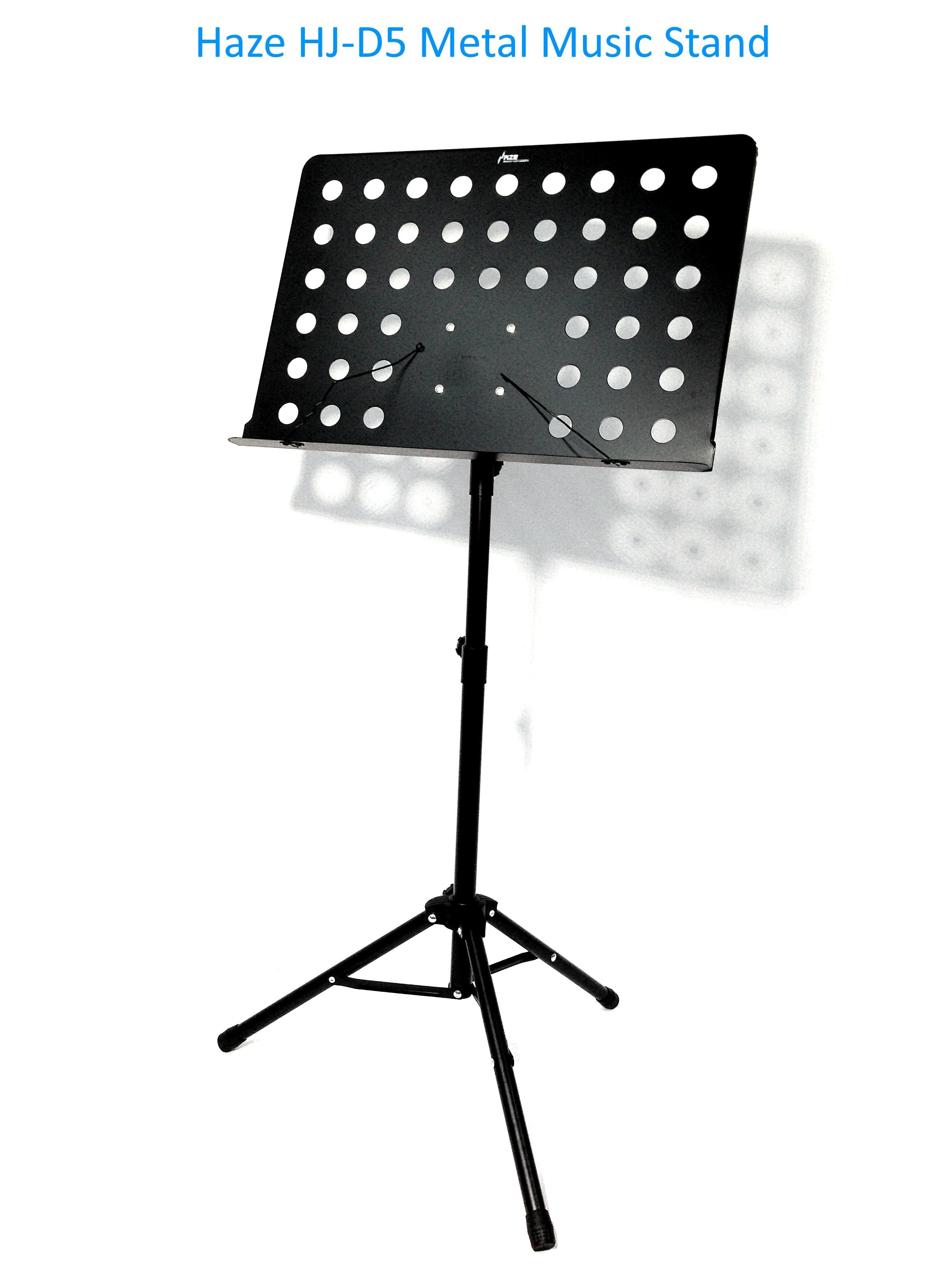 Haze MSD5 Heavy-Duty Professional Sheet Music Stand – Adjustable Height, Black (Optional Tuner)