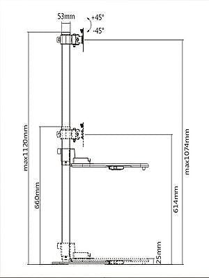 Height Adjustable Stand sit and stand work station with Single Display Mount or Clamp DWS03-T01BK