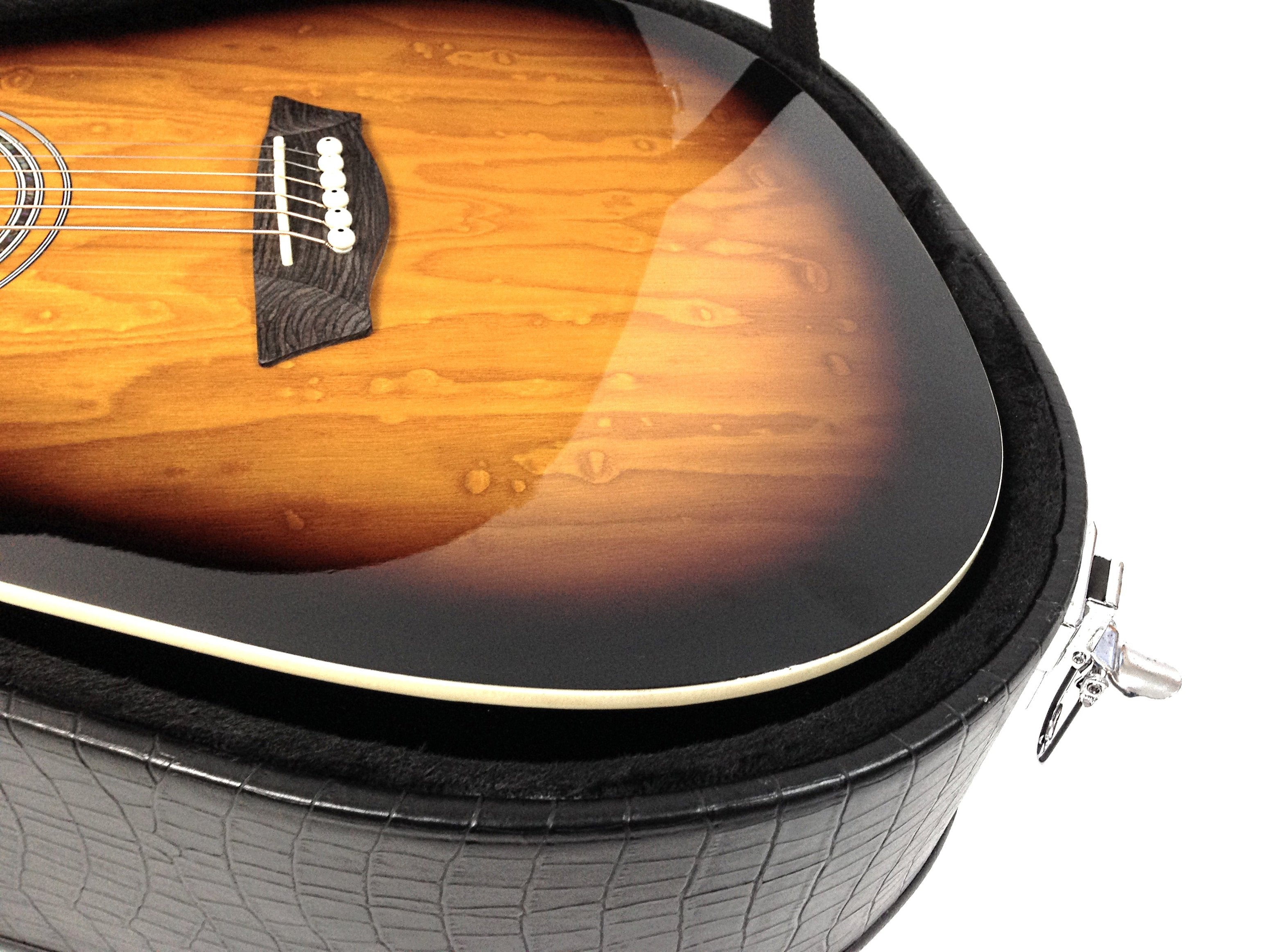 Haze 20DBK Dreadnought Acoustic Hard Case - Lockable, Black Croc Print