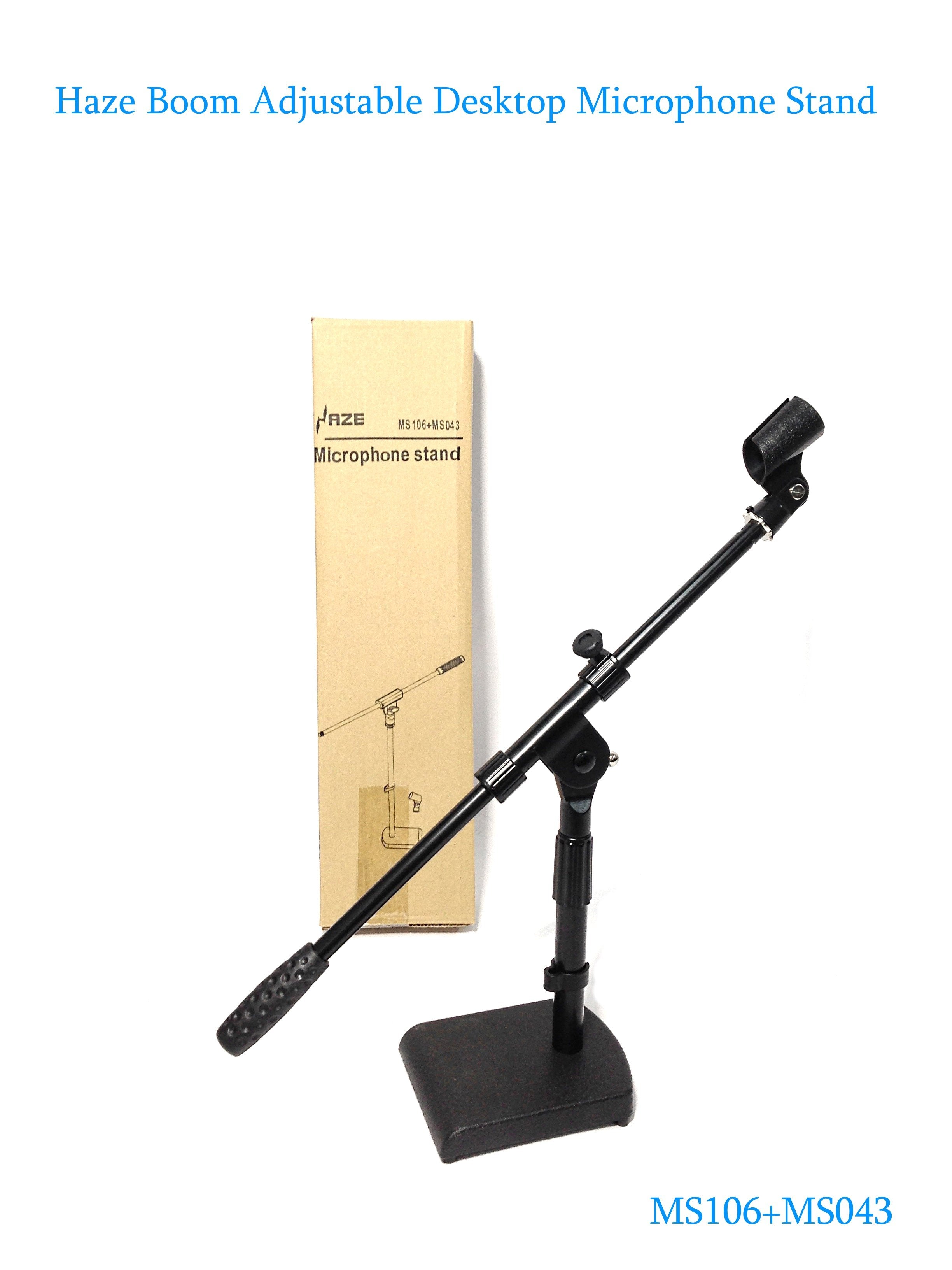 Haze MS106+MS043 Tabletop Black Microphone Stand With Short Telescopic Boom