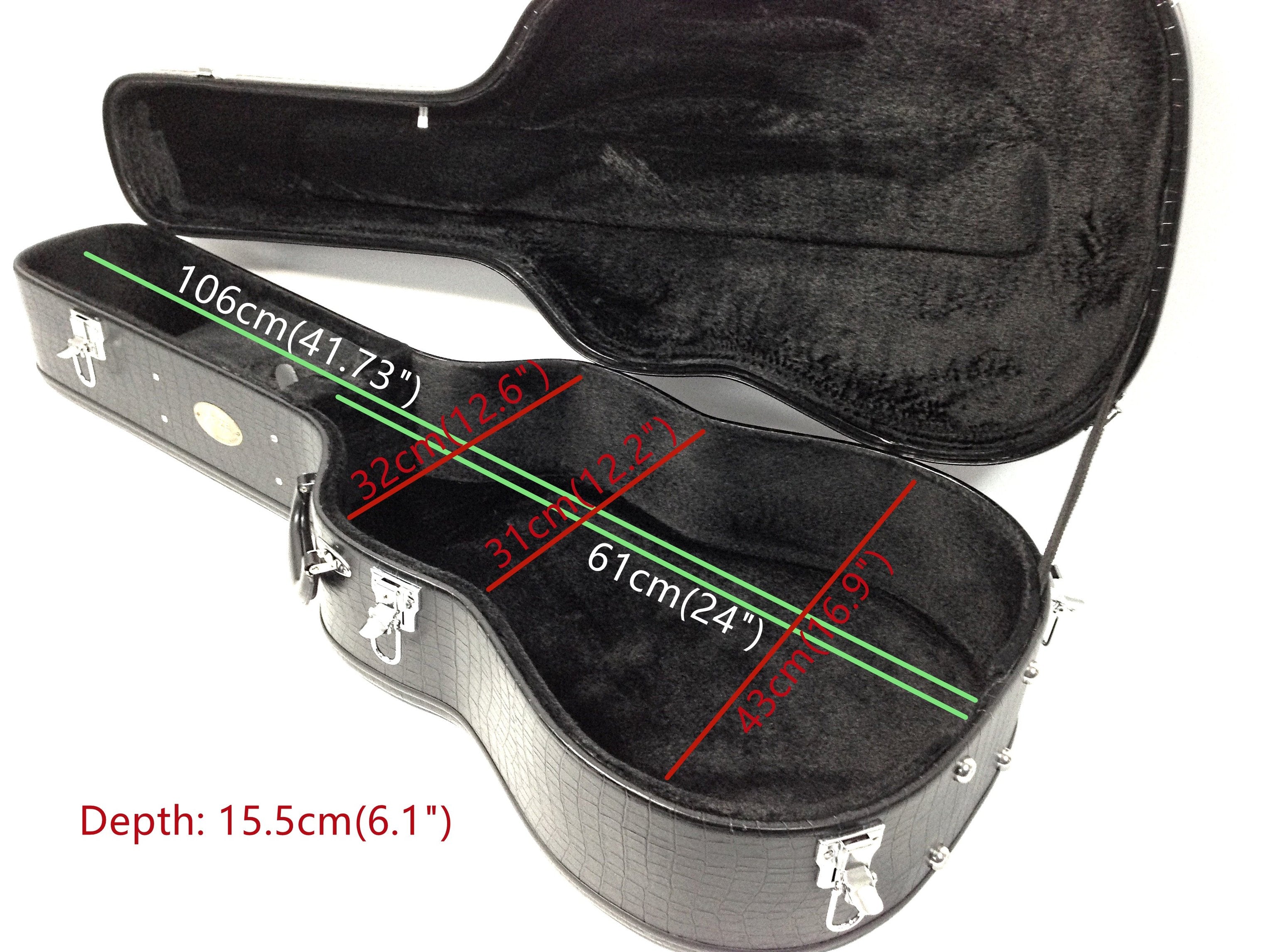 Haze 20DBK Dreadnought Acoustic Hard Case - Lockable, Black Croc Print