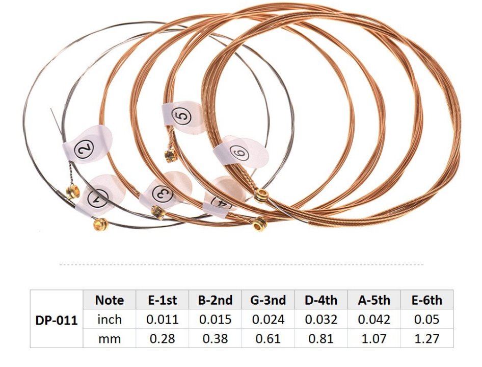 Haze DP011 Acoustic Guitar Strings - Custom Light + 3 Picks