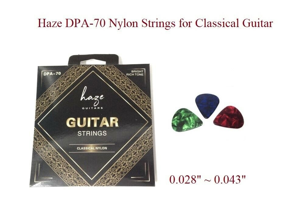 Haze DPA70 Classical Guitar Nylon Strings - Normal Tension + 3 Picks