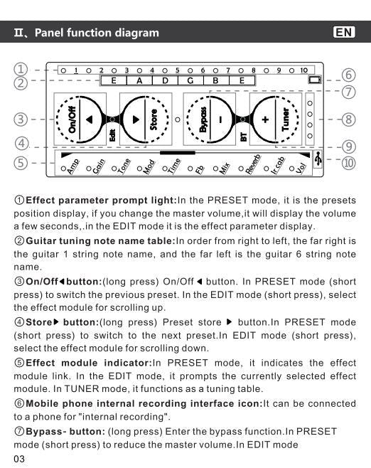 Cuvave H8 Portable Electric Guitar Headphone Amplifier Built-in Delay Tuner Phaser Reverb Effect IR Cabinet Guitar Plug