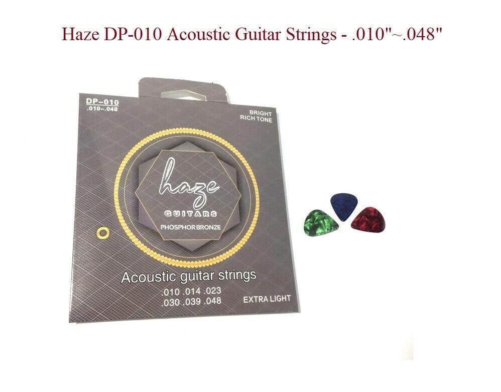 Haze DP010 Acoustic Guitar Strings - Extra Light +3 Picks