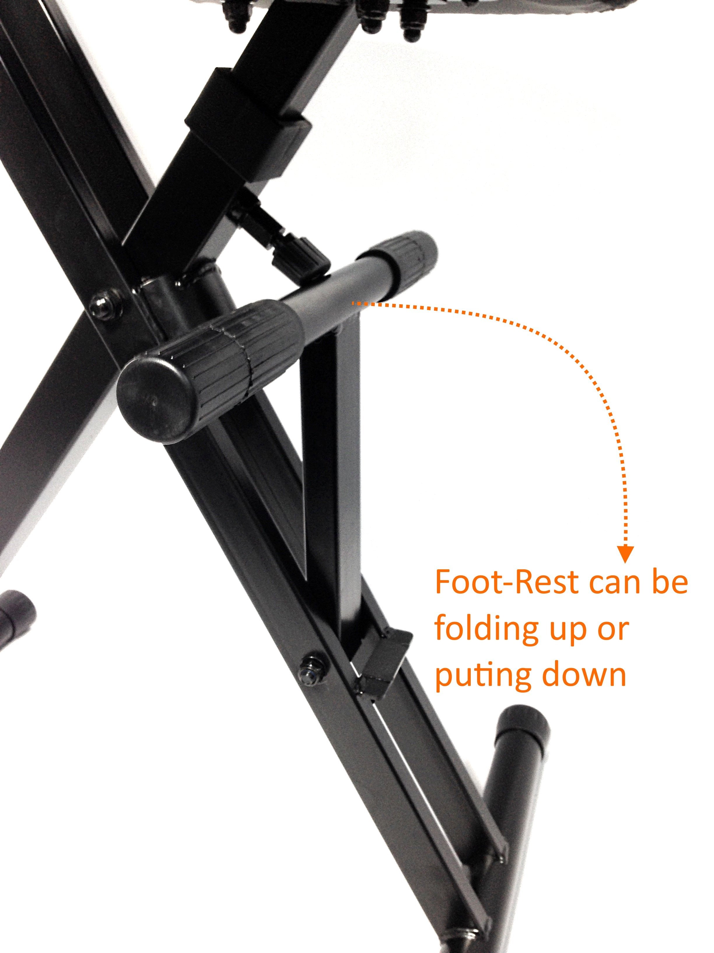 Haze KB015 Foldable Guitarist Stool w/Footrest and Backrest