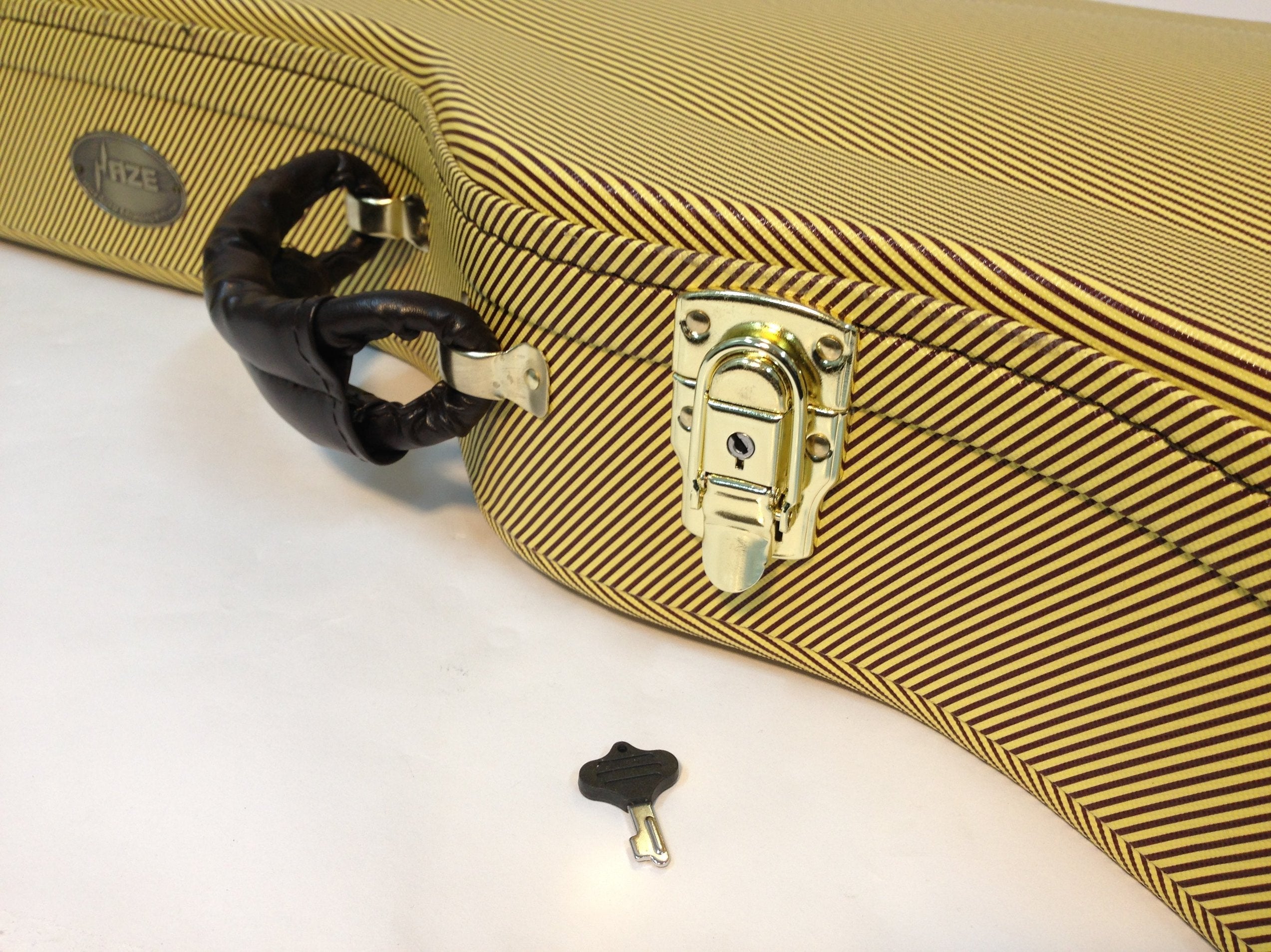 Haze 20HA Semi-Hollow Electric Guitar Hard Case - Lockable, Yellow Twill